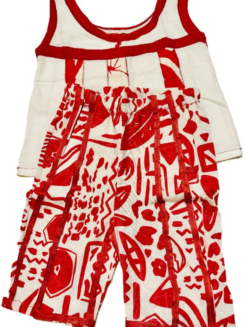 Red and White Kid's Capri Set - Handmade
